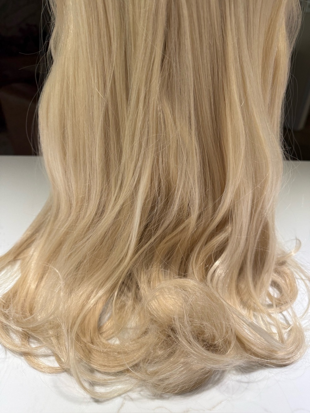 HAIR, 26” Straight Curtain Bangs Horizontal Part Blonde